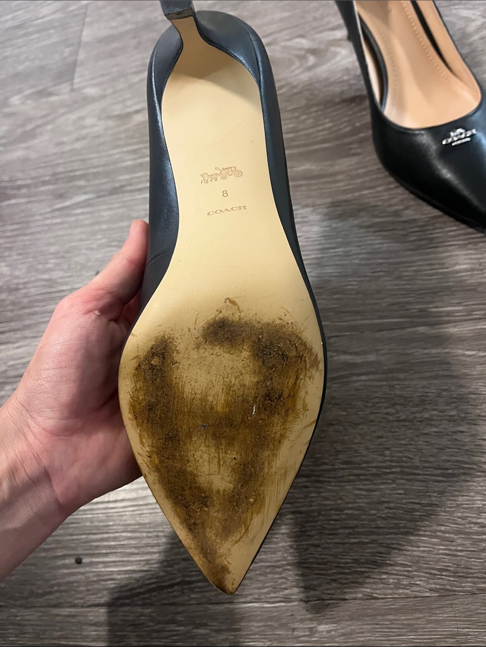 🖤 COACH Black Leather Pointed Toe Stiletto Pumps sz 8 🖤 - Picture 3 of 4